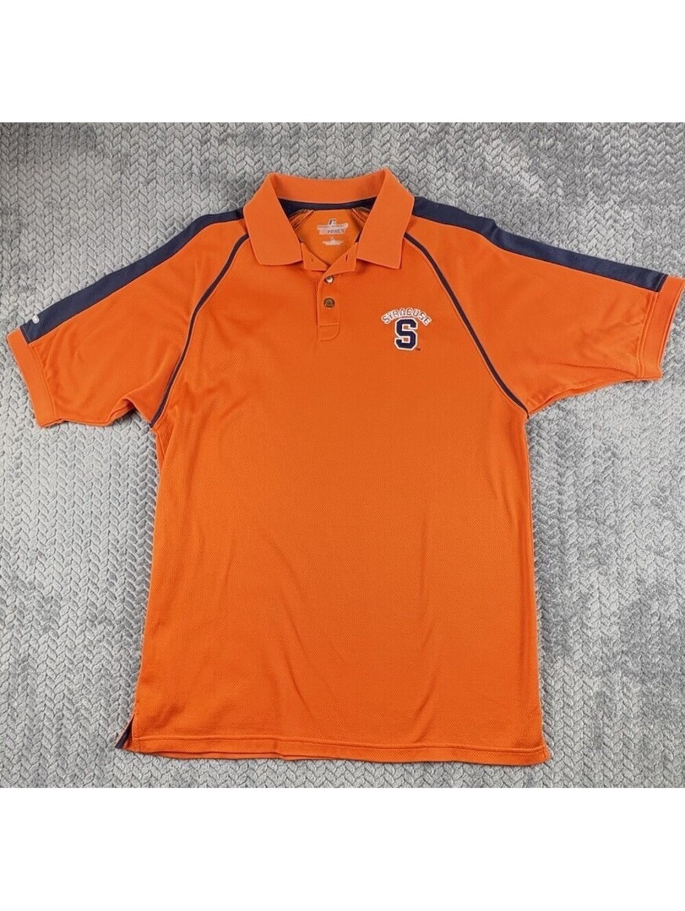 Men's Russell Athletic Short Sleeve Gray/Orange Syracuse Polo Shirt  Size L